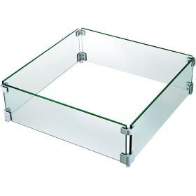 VEVOR Square Fire Pit Wind Guard, 19" x 19" x 6" Glass Flame Guard
