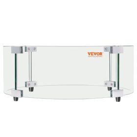 VEVOR Fire Pit Wind Guard, 29 x 8 inch Round Glass Flame Shield, 0.24-Inch Thick Fire Table Accessory, Clear Tempered Glass Flame Guard for Propa