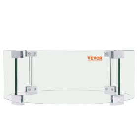 VEVOR Fire Pit Wind Guard, 17 x 6.7 inch Round Glass Flame Shield, 0.24-Inch Thick Fire Table Accessory, Clear Tempered Glass Flame Guard for Pro