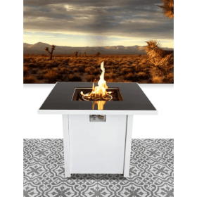 30" Metal Fire Pit with Powder-Coated Finish and Smoked Glass Top