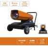 GarLUGH DHE135 Portable Movable Torpedo Forced Air Heavy Duty 125000BTU Kerosene/Diesel Heater with Thermostat Control and Overheat Protection for Job