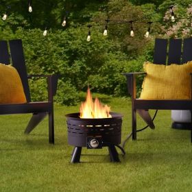Portable Propane Gas 50; 000 BTU Fire Pit; Black (Color: Black)