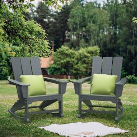 Rocking Adirondack Chairs Patio Rocker All-Weather Resistant, HDPE Plastic Resin Outdoor Lounge Furniture,Lawn Chairs for Campfire, Fire Pit, Garden (Color: Gray)