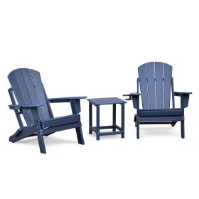 Folding Outdoor Adirondack Chair Set of 2 and Table Set,HDPE All-weather Folding Fire Pit Chair (Color: as Pic)