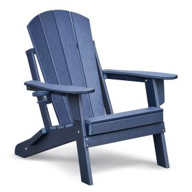 Folding Outdoor Adirondack Chair for Relaxing, HDPE All-weather Fire Pit Chair, Patio Lawn Chair for Outside Deck Garden Backyardf Balcony, Navy (Color: as Pic)