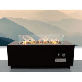 16" H x 42" W Steel Outdoor Fire Pit Table with Lid (Color: as Pic)