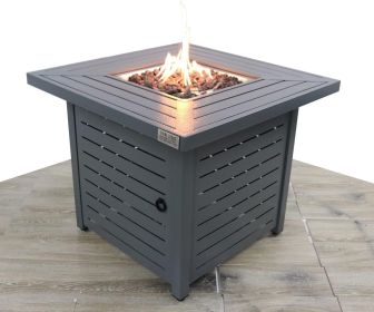 25'' H x 30'' W Steel Outdoor Fire Pit Table with Lid (Color: as Pic)