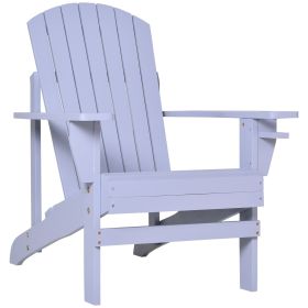 Wooden Adirondack Chair, Outdoor Patio Lawn Chair with Cup Holder, Weather Resistant Lawn Furniture, Classic Lounge for Deck, Garden, Backyard (Color: as Pic)